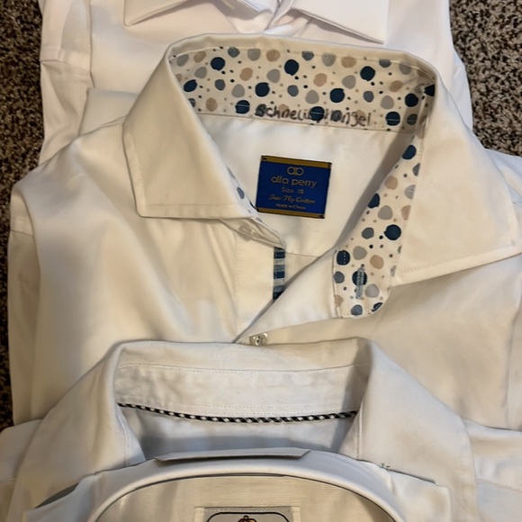 Boys long sleeve white button down shirts, slim fit, some new and 1 gently worn. - Picture 3 of 8